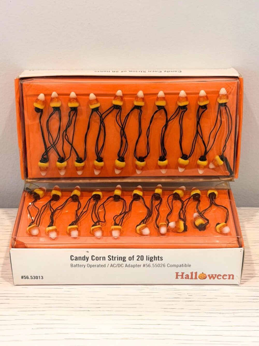 2 Dept 56 Halloween Accessory Candy Corn String of 20 Lights #53013 Retired NIB